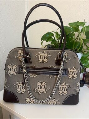 Vintage large Dooney and Bourke  Brown Patterned Dome Satchel